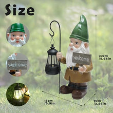 Load image into Gallery viewer, Gnome Garden Statue Outdoor Decor - Solar Gnomes Welcome Sign Figurines with Lantern Light, Yard Decorations, Resin Fairy Statues for Patio/Lawn Ornaments, Housewarming/Birthday/Women/Mom Gnome Gifts
