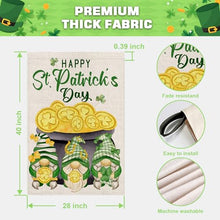 Load image into Gallery viewer, FUYUCHEN Happy St Patricks Day House Flag 28x40 Inch Double Sided Outside Gnomes Shamrocks Holiday Yard Large Outdoor Decoration Flag
