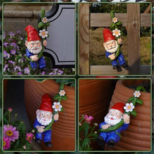 Load image into Gallery viewer, Czlotyh Hanging Gnome Figurines Flower Pot Hugger Climbing Gnome Resin Garden Statue Decoration Outdoor Fence Patio Yard Ornaments
