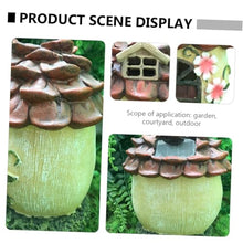 Load image into Gallery viewer, Toyvian 2 pcs Solar Powered Creative House Micro Landscape Ornament for Garden Outdoor Decor Unique Resin Glowing Adornment for Porch and Pathway Lighting
