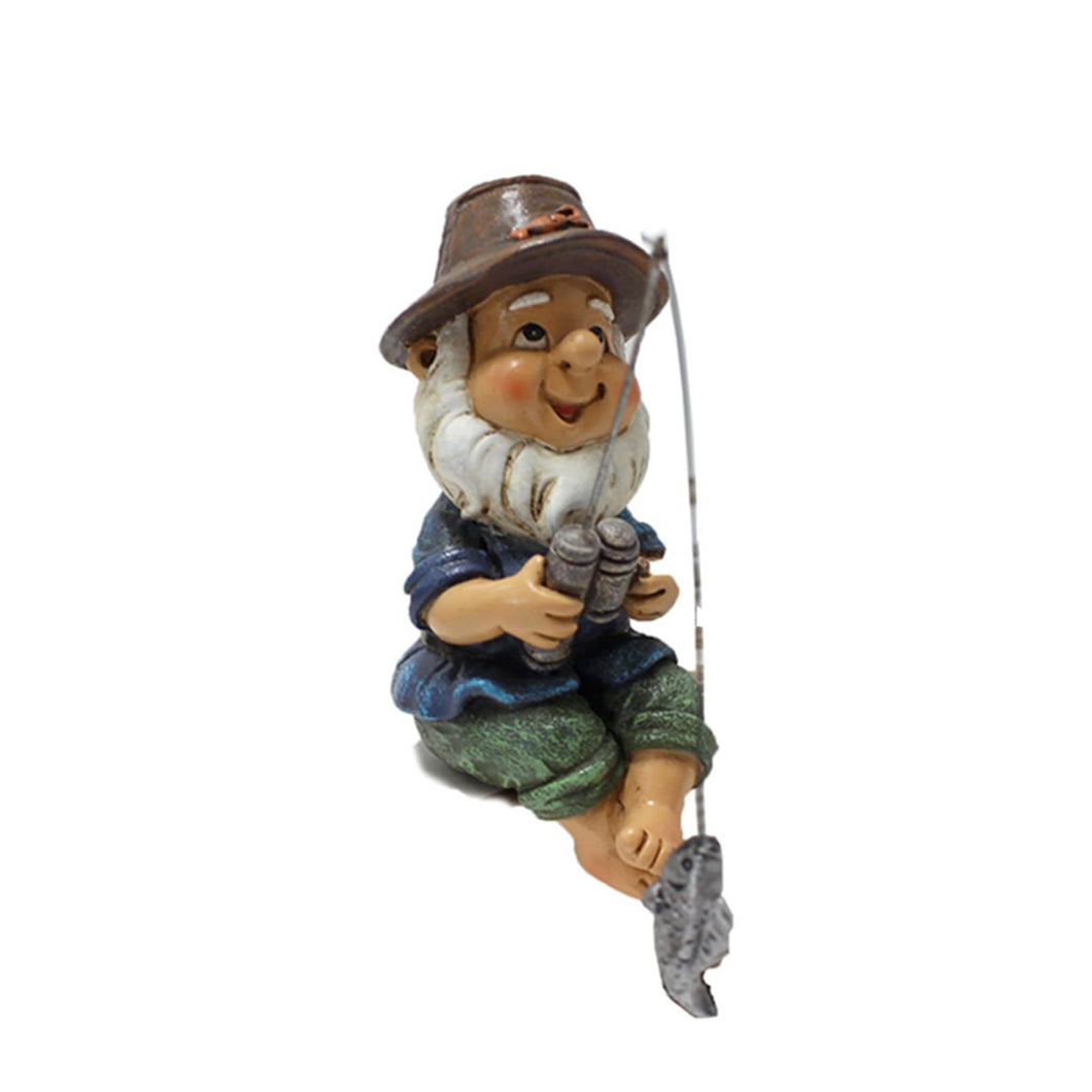 Kuuleyn 1Pcs Garden Statues Outdoor, Gnome,Fisherman ornament, Bright Colors Lifelike Details Durable Resin Widely Used Fisherman Statue for Garden Home Backyard Bookshelves Mantels TV Cabinets
