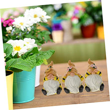 Load image into Gallery viewer, Happyyami 3pcs Garden Gnome Statue Decorative Bee Gnome Figurine White Beard Resin Dwarf Ornaments for Fall Decor Indoor and Outdoor Thanksgiving Display
