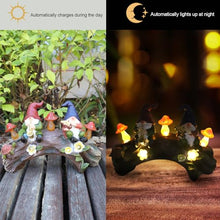 Load image into Gallery viewer, Gnome Garden Statue, Resin Garden Gnomes with Mushroom Solar Light, Miniature Figurines for Yard Art, Outdoor Patio Solar Light Decor, Lawn Ornaments, and Statues Decorations
