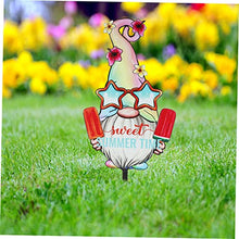 Load image into Gallery viewer, Toyvian Summer Gnome Garden Stake Decor Acrylic Outdoor Ornament for Lawn Patio Courtyard Pathway for Summer Festivals Gardening Enthusiasts
