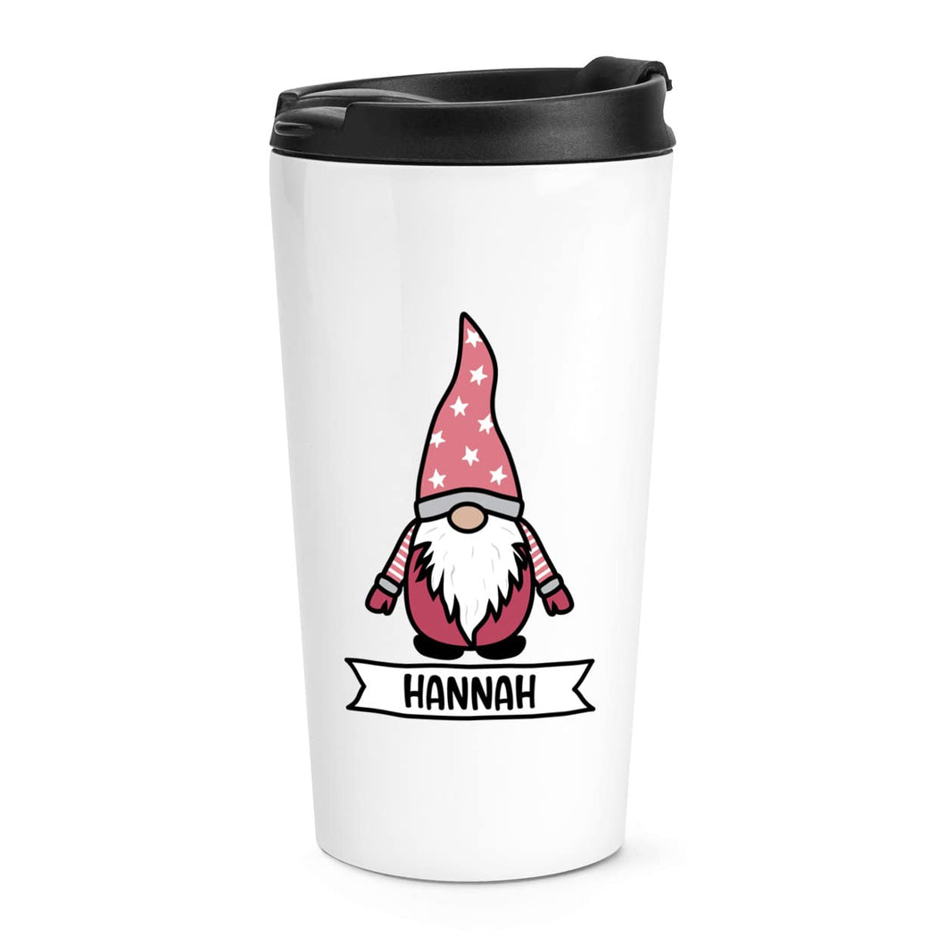 Personalised Gonk Gnome Pink Scandi Travel Mug Cup