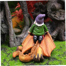 Load image into Gallery viewer, Toyvian Creative Resin Garden Gnome Dinosaur Statue Unique Outdoor Ornament for Home Adornment Durable Decorative Figurine for Patio Balcony Office and Garden Display
