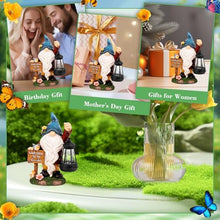 Load image into Gallery viewer, ZQQLITE Garden Gnome Statues Figurine Lights - Solar Powered Lighting Outdoor Decorations with Lantern &amp; Welcome Sign, Yard Art Lawn Ornaments for Porch Patio Balcony - Gnome Gifts for Women Mom
