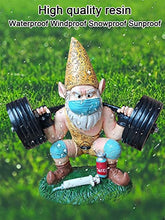 Load image into Gallery viewer, YEJIANGHUA Weightlift Gnome Garden Statue Resin Weatherproof White Beard Gnome Figurines Ornament Home Gym Decor Pretty Natural
