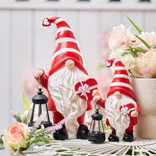 Load image into Gallery viewer, TERESA&#39;S COLLECTIONS Resin Garden Gnome Holding Gift &amp; Lantern with Solar Lights, Valentine&#39;s Day Decor, Red, 12&quot;
