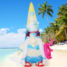 Load image into Gallery viewer, GOOSH 5 FT Summer Inflatables Gnomes Garden Decor with Flamingo, Hawaiian Beach Party Decorations for Yard Tropical Pool Home Porch
