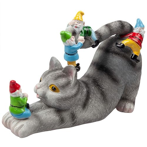 Cat Gnomes Garden Statues,Cat Sculpture Decorations Outdoor Lawn & Yard Figurine,for Women Mother Kids,Cat Lover Gifts,Patio, Balcony, Yard, Lawn Ornament