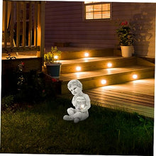 Load image into Gallery viewer, Toyvian Solar Sculpture Outdoor Resin Garden Statue with Decorative Lighting for Lawn Patio and Brings Joyful Childhood Memories to Your Home
