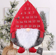 Load image into Gallery viewer, eBoutik - Christmas Santa Gonk/Gnome Design Advent Calendar With 25 Pockets - Children or Adult Reusable Christmas Countdown Calendar - Countdown To Santa For Kids (Red)

