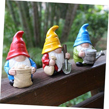 Load image into Gallery viewer, Happyyami 3pcs Resin Garden Gnome Statues Outdoor Fairy Garden Accessories for Yard Decor
