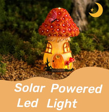 Load image into Gallery viewer, MeritMode Fairy Garden House Mushroom with Solar LED Light - Resin Fairy Garden Accessories, Waterproof Outdoor Light Statue Tiny House, Perfect for Lawn, Balcony, Yard Decor, 7&quot; H

