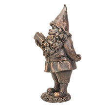Load image into Gallery viewer, Happy Garden Gnome Bronze Finish Resin Figurine (Reader)
