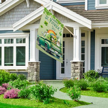 Load image into Gallery viewer, OPULANE Happy St Patricks Day House Flag 28x40 Inch Double Sided Lucky Clovers Shamrocks Gnome Rainbow Truck Outside Large Holiday Flag for Yard Outdoor Decoration
