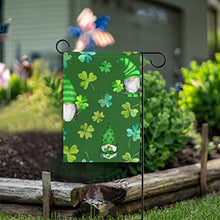 Load image into Gallery viewer, St Patrick Day Gnomes Lucky Four Double Sided Large Garden Flag for Outside Yard Decor 28 x 40 Inch
