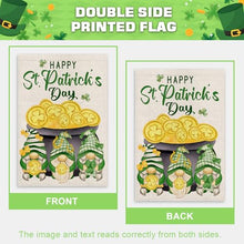 Load image into Gallery viewer, FUYUCHEN Happy St Patricks Day House Flag 28x40 Inch Double Sided Outside Gnomes Shamrocks Holiday Yard Large Outdoor Decoration Flag
