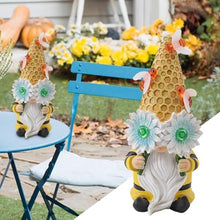 Load image into Gallery viewer, Outdoor Statues, Solar Garden GNOME, Sunflower GNOME Sculpture, Spring GNOME Figurine, Solar-Powered Sunflower Spring GNOME Statue Resin GNOME Statues with Solar Lights for Yard, Or Garden Decor

