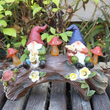 Load image into Gallery viewer, Gnome Garden Statue, Resin Garden Gnomes with Mushroom Solar Light, Miniature Figurines for Yard Art, Outdoor Patio Solar Light Decor, Lawn Ornaments, and Statues Decorations
