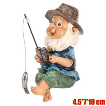Load image into Gallery viewer, hardinox Garden Ornament Outdoor - Fishing Gnome Statue Resin Figurine Dwarf Sculpture for Pond Lawn Yard Decorations
