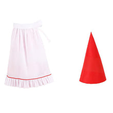 Load image into Gallery viewer, Garden Gnomes Costume Accessories For Women Felts Dwarf Hats Ruffle Half Apron Halloween Elfs Costumes For Dressing Up Garden Gnomes Costume Adult
