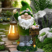 Load image into Gallery viewer, Solar Gnomes Decor, Garden Gnome Statue, Cute Outdoor Sculpture with Solar Lantern, 6.3x3.15x0.98 inches Yard Decoration, Ideal for Home, Lawn Inside, Family, Kids and Friends
