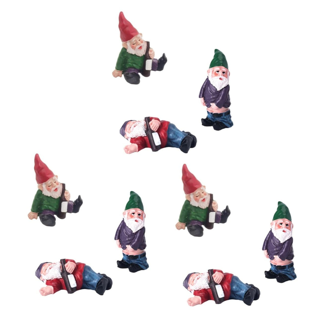 Ciieeo 9pcs Resin Dwarf Figurines for Landscape Decor Cute Garden Gnome Ornaments Outdoor Decorations for Lawn Patio and Office