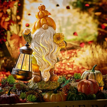 Load image into Gallery viewer, TERESA&#39;S COLLECTIONS Outdoor Fall Decor Garden Gnomes with Solar Lights for Outside, Garden Statues Resin Fall Decorations for Home Porch, Halloween Pumpkin Decor for Autumn, Thanksgiving Gift, 7.9&quot;
