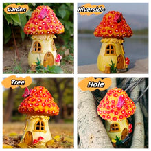 Load image into Gallery viewer, MeritMode Fairy Garden House Mushroom with Solar LED Light - Resin Fairy Garden Accessories, Waterproof Outdoor Light Statue Tiny House, Perfect for Lawn, Balcony, Yard Decor, 7&quot; H
