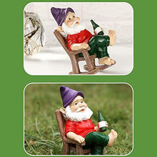 Load image into Gallery viewer, MOUNTTU Funny Garden Gnomes Decoration Statue Resin Rocking Chair Dwarf Ornament Mini Garden Gnome Statue Ornaments
