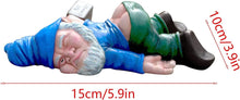 Load image into Gallery viewer, Funny Drunk Dwarf Statue Resin Garden Gnome Decoration for Outdoor Patio Yard Lawn Park Miniature Creative Ornament Elf Crafts Naughty Figurine Collection Farmhouse Decor Gift (Blue)

