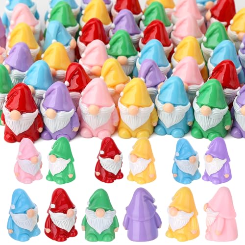 GGSTDDUP 60 Pcs Mini Gnomes, Mini Resin Gnomes Statues, Tiny Figures Miniature Gnome Figurines, Cute Garden Dwarf Fairy Gifts Statues Decor for Landscapes Outdoor Patio Yards Lawn