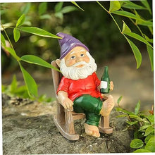 Load image into Gallery viewer, MOUNTTU Funny Garden Gnomes Decoration Statue Resin Rocking Chair Dwarf Ornament Mini Garden Gnome Statue Ornaments
