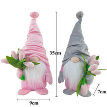 Load image into Gallery viewer, Zemolo 2pcs Spring Gonk Gnome Decorations, Plush Gnome Faceless Doll with Spring Tulip Bouquet Handmade Swedis Dwarf Elf Table Ornaments Gift for Her Women Mom
