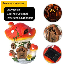 Load image into Gallery viewer, mushrooms Fairy House with Solar Lights Resin Garden Onament Solar Powered mushrooms House Figurines Garden Decor for Patio Yard, Garden Statue

