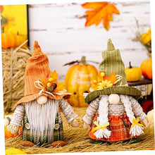 Load image into Gallery viewer, Cabilock 2pcs Decorative Gnome Dolls for Thanksgiving Knitted Fall Gnome Ornaments Maple Leaf Hats Harvest Festival Decor for Home and Garden

