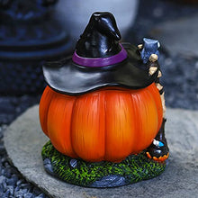 Load image into Gallery viewer, LLDW Halloween Resin Ornaments Halloween Pumpkin House Status with Witch Hats,Orange Pumpkin Fairy House Statue Halloween Pumpkin House Decor Resin Garden Luminous Witch Ghost Ornaments
