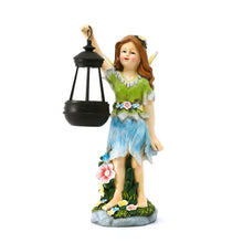 Load image into Gallery viewer, Pohabery Fairy Garden Statue Solar Garden Fairy with Lantern Light Outdoor Decoration Waterproof Solar Sculpture for Patio Yard Lawn Gift for Mom Grandma
