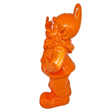 Load image into Gallery viewer, Stone-Lite Figurine - garden gnome giving the finger - 30cm - orange - funny present
