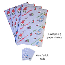Load image into Gallery viewer, BeFindSee Happy Holidays Paper - Gift Wrap - Holiday Gonk - Holiday Gnome
