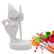 Load image into Gallery viewer, Unpainted Pole Dancing Gnome Statue, DIY Paint Your Own Gnome, Unpainted DIY Gnome Figurines for Kids and Adults, Funny Outdoor Gnome Figure, Dancing Lady Gnome Statue(4.6&quot;/12 cm)
