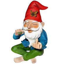 Load image into Gallery viewer, Garden Gnome, Middle Finger 5.9inch Resin Funny Garden Gnomes, Cheeky Smoking Naughty Gnomes Fade-resistant Mini Gnomes for Garden Lawn, Garden Sculptures Statues
