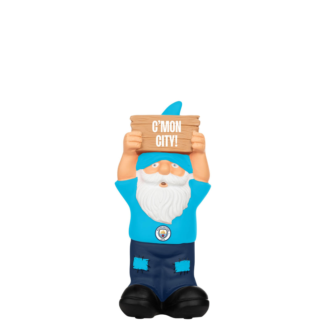 FOCO Officially Licensed Manchester City FC Slogan Sign Football Garden Gnome