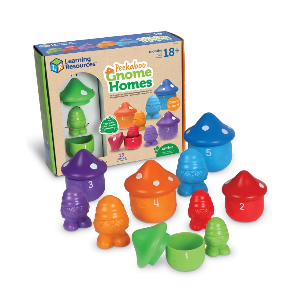 Learning Resources Peekaboo Gnome Homes, Ages 18 Months+, Educational Toys, Preschool Learning Activities, Toddler Learning Toys 2-4, Montessori Toys, Sustainable Toys