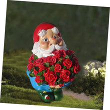 Load image into Gallery viewer, Cabilock 1pc Cute Resin Garden Gnome Holding Rose Charming Outdoor Decor for Garden Patio Lawn for Family and Friends
