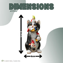 Load image into Gallery viewer, Garden Mile Resin Gnome Eating Cat Colourful Garden Ornaments Outdoor Indoor Decoration For Home Patio Decking Pondside Flowerbed Standing Novelty Weatherproof Kitten Cat Statue Garden Statues Outdoor
