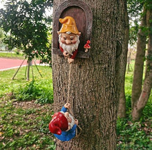 Load image into Gallery viewer, Enchanting Gnome Climbing Rope Face Hanging Ornament: Resin Dwarf Garden Sculpture, Outdoor Gardening Decor Craft. Add Unique Charm to Your Garden!

