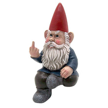 Load image into Gallery viewer, Angry Garden Gnome with Middle Finger, Shelf Sitting Figurine, Naughty Décor, Funny Gift, 7.15 Inches
